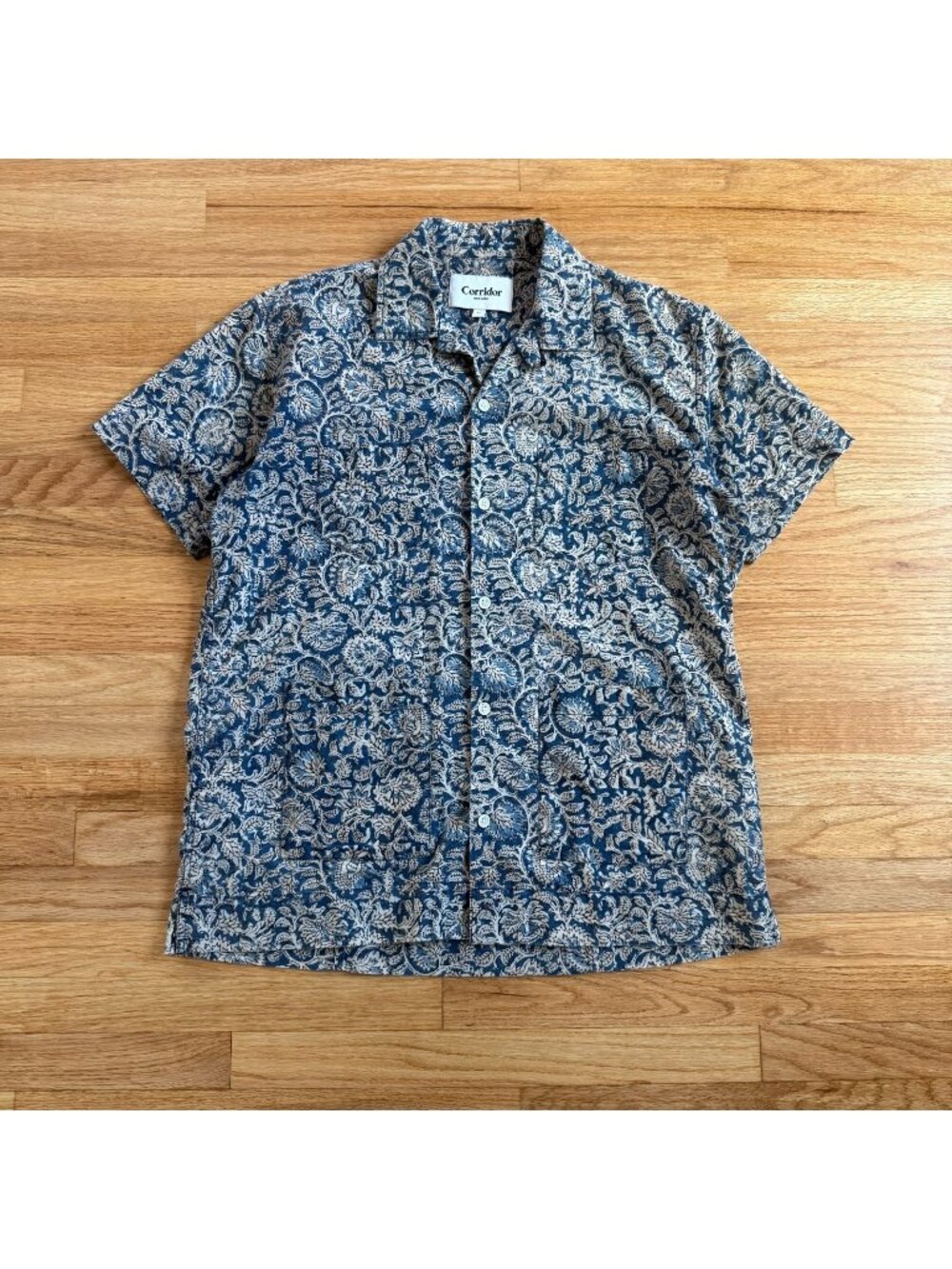 Corridor Floral Watercolor Short Sleeve Button Up Medium